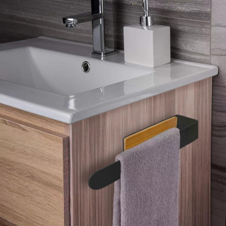 Suport pentru prosoape autoadeziv, fara gaurire Negru 40 cm [3]