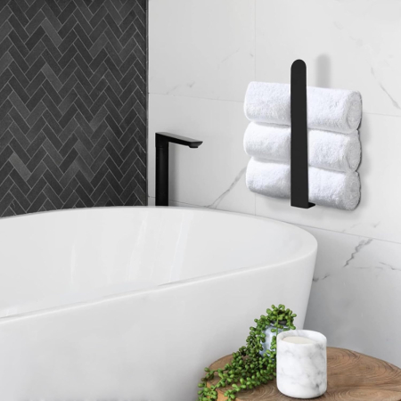 Suport pentru prosoape autoadeziv, fara gaurire Negru 40 cm [2]