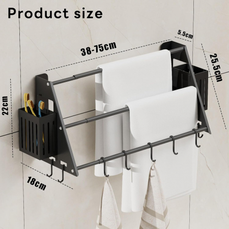 Suport telescopic pentru prosoape, accesorii baie 38-75cm [4]