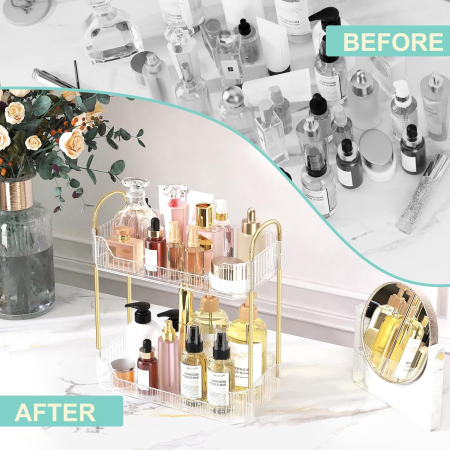 Suport transparent pentru organizare produse cosmetice 17.5L x 12.5W x 32.5H cm transparent [3]