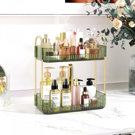 Suport transparent pentru organizare produse cosmetice verde 17.5L x 12.5W x 32.5H cm [4]