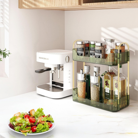 Suport transparent pentru organizare produse cosmetice verde 17.5L x 12.5W x 32.5H cm [5]
