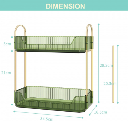 Suport transparent pentru organizare produse cosmetice verde 17.5L x 12.5W x 32.5H cm [1]
