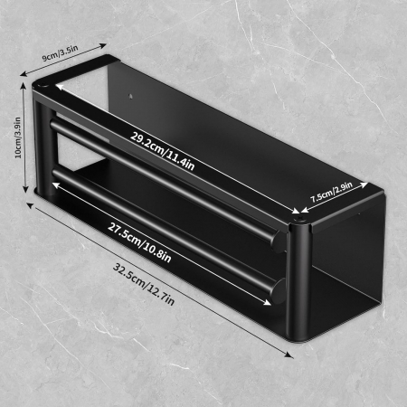 Suporti de dus din otel inoxidabil cu suporti prosoape, negri 32.5x9x10 cm [5]