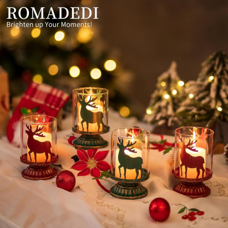 Suporti de lumanari din sticla si metal verde set 2 bucati 12 cm [1]