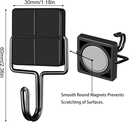 Suporti metalici magnetici negri cu 6 carlige culisante puternice [1]