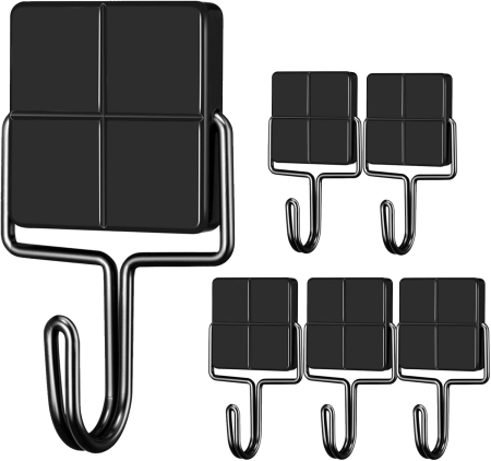 ACCESORII BAIE - Suporti metalici magnetici negri cu 6 carlige culisante puternice