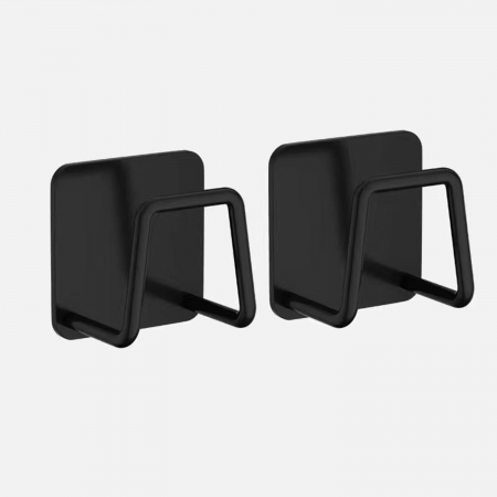suporturi si accesorii baie - Suporti metalici, negri, pentru bureti, prosoape, set 2 bucati+ banda dublu adeziva