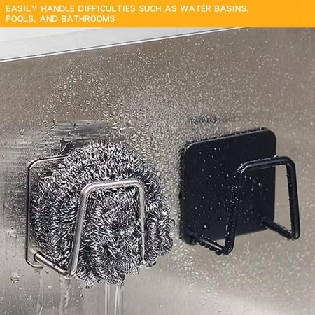 Suporti metalici, negri, pentru bureti, prosoape, set 2 bucati+ banda dublu adeziva [4]