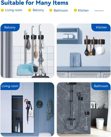 Suporti metalici, negri, pentru 6 scule cu 6 carlige, aplicare fara gaurire [4]