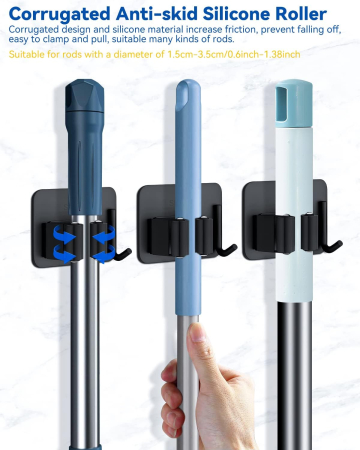 Suporti metalici, negri, pentru 6 scule cu 6 carlige, aplicare fara gaurire [2]