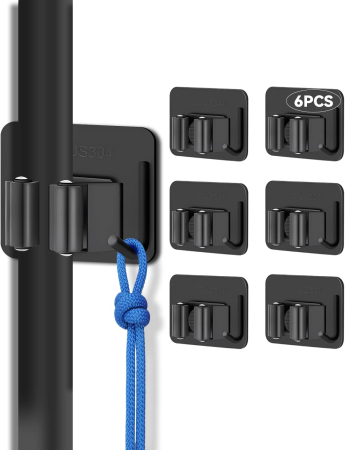 ACCESORII BAIE - Suporti metalici, negri, pentru 6 scule cu 6 carlige, aplicare fara gaurire