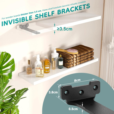 Suporti metalici negri pentru rafturi, 6 bucati de 15 cm cu accesorii [2]