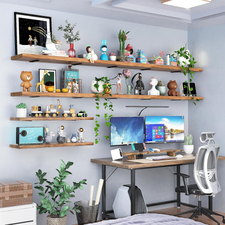 Suporti metalici negri pentru rafturi, 6 bucati de 15 cm cu accesorii [6]