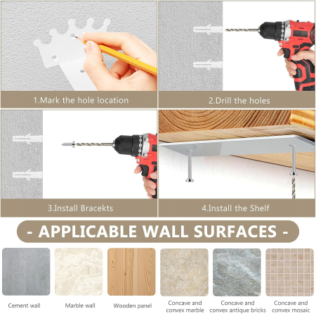 Suporti metalici albi pentru rafturi, 4 bucati de 15 cm cu accesorii [5]