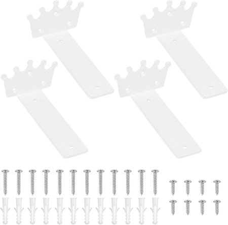 suporturi si accesorii baie - Suporti metalici albi pentru rafturi, 4 bucati de 25.5 cm cu accesorii