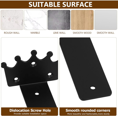 Suporti metalici negri pentru rafturi, 4 bucati de 12,5 cm cu accesorii [1]