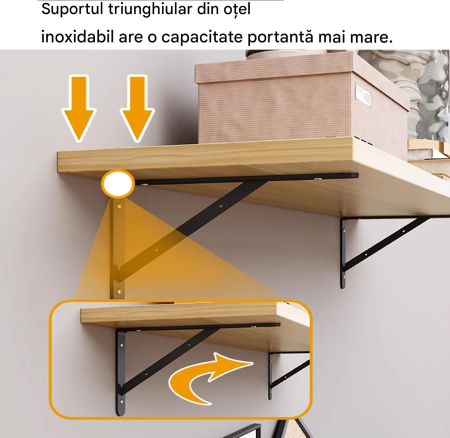 Suporti metalici negri pentru rafturi, 8 bucati de 15 cm [4]