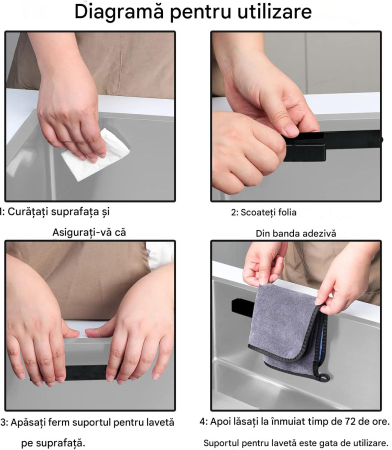 Suporti pentru baie, negri, set bara de prosop si 2 agatatori din otel inoxidabil [3]