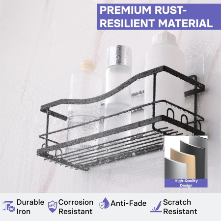 Suporti pentru dus, negri, fara gaurire, set 2 bucati, capacitate mare, incarcare 9 kg [1]