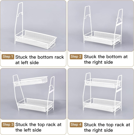 Organizator din otel pentru baie sau bucatarie, cu 2 niveluri si corp aditional, 31x32x17 cm [8]
