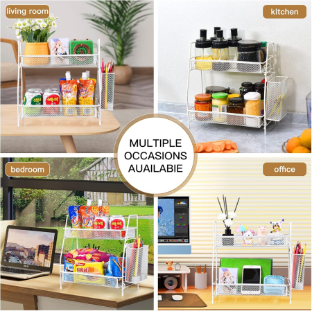 Organizator din otel pentru baie sau bucatarie, cu 2 niveluri si corp aditional, 31x32x17 cm [7]