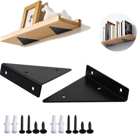 suporturi si accesorii baie - Suporti negri pentru rafturi, acril, set 2 bucati 100 x 80 x 26 mm