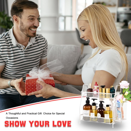 Organizator din otel pentru baie sau bucatarie, cu 2 niveluri si corp aditional, 31x32x17 cm [5]