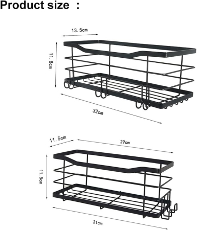 Suporti pentru dus sau bucatarie,  fara gaurire, set 3 piese metal negru [1]