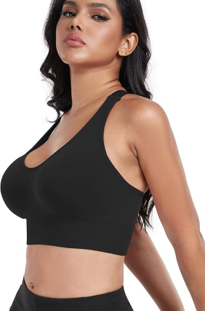 Sutiene elastice pentru sport, cu burete, negru+vanilie S [4]