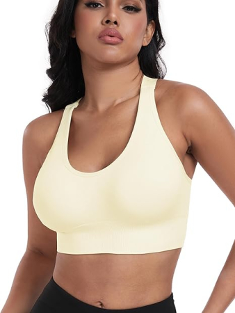 Sutiene elastice pentru sport, cu burete, negru+vanilie M [1]