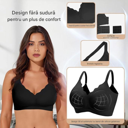 Sutien fara cusaturi, moale, elastic, push-up, fara sarma, negru S [2]