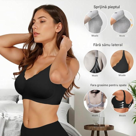 Sutien fara cusaturi, moale, elastic, push-up, fara sarma, negru S [3]