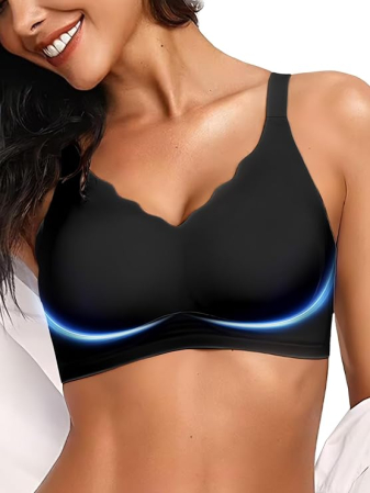 Sutiene - Sutien fara cusaturi, moale, elastic, push-up, fara sarma, negru M