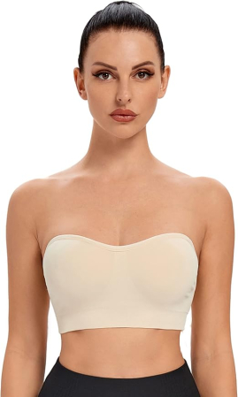 Sutiene push-up, fără armatură, tip bandeau, cu căptușeală, fără cusături, din silicon antiderapant și bretele transparente XL, set 2 [1]