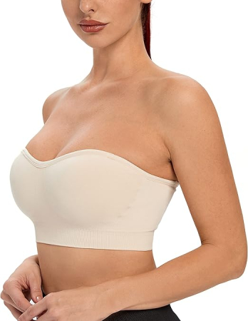 Sutiene push-up, fără armatură, tip bandeau, cu căptușeală, fără cusături, din silicon antiderapant și bretele transparente XL, set 2 [5]