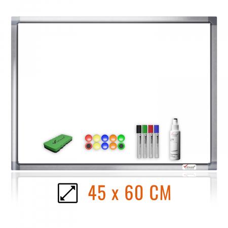 SCOALA - TABLA ALBA MAGNETICA DE SCRIS SI COLORAT CU ACCESORII 45*60CM