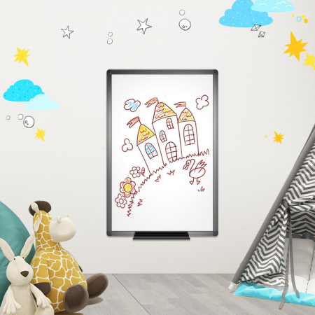 Tablă magnetică uscată cu cadru din aluminiu negru, 60 x 45 cm, set cu 1 radieră 2 markere 4 magneți [6]