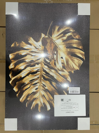 Tablou pe panza din 3 bucati, Frunze de aur, 150x70cm [6]