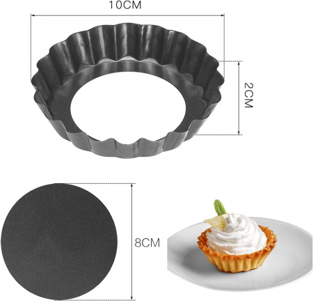Tavi metal de 10 cm pentru tartă cu bază detașabilă, acoperire antiaderentă, set 10 bucati [1]