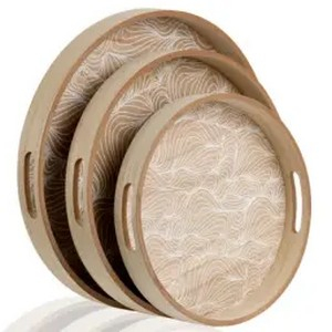 Tavi servire - Tavi rotunde pentru servit, din lemn rustic, 30/35/40 cm, set 3 bucati