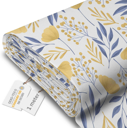 CASA SI GRADINA - Tesatura impermeabila, material pentru tapiterie de exterior, 160x100 cm, pretabil fata de masa gradina, Ginko Leaves