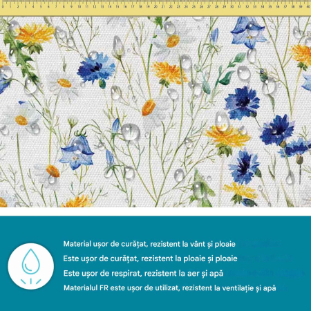 Tesatura impermeabila, material pentru tapiterie de exterior, 160x200 cm, pretabil fata de masa gradina, Country Meadow [1]