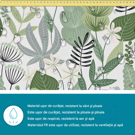 Tesatura impermeabila, material pentru tapiterie de exterior, 160x100 cm, pretabil fata de masa gradina, Flowers and Grass [1]