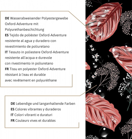 Tesatura impermeabila, material pentru tapiterie de exterior, 160x100 cm, pretabil fata de masa gradina, Red Tropical Ficus [3]