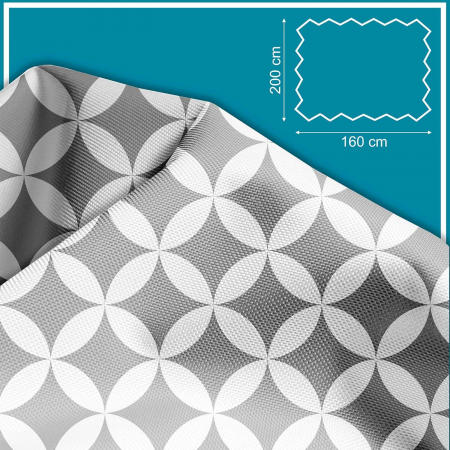 Tesatura impermeabila, material pentru tapiterie de exterior, 160x200 cm, pretabil fata de masa gradina, Grey geometric rhombus [4]
