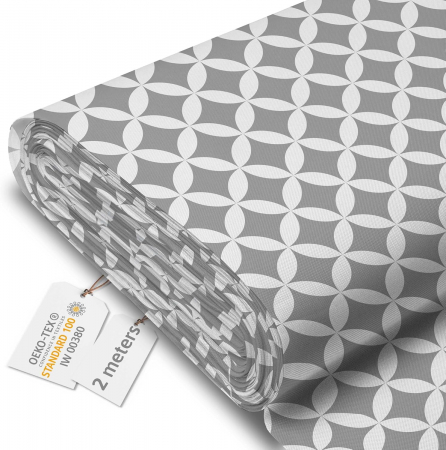 materiale textile - Tesatura impermeabila, material pentru tapiterie de exterior, 160x200 cm, pretabil fata de masa gradina, Grey geometric rhombus