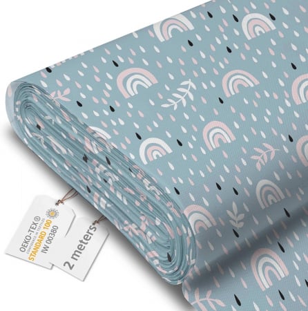 materiale textile - Tesatura impermeabila, material pentru tapiterie de exterior, 160x200 cm, pretabil fata de masa gradina, Curcubeu
