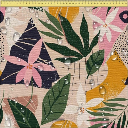 materiale textile - Tesatura impermeabila, material pentru tapiterie de exterior, 160x200 cm, pretabil fata de masa gradina, colaj floral