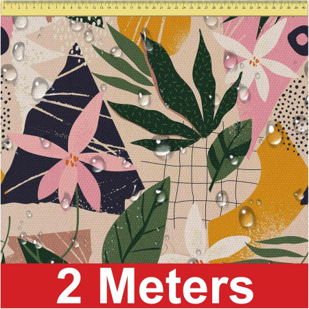 Tesatura impermeabila, material pentru tapiterie de exterior, 160x200 cm, pretabil fata de masa gradina, colaj floral [1]